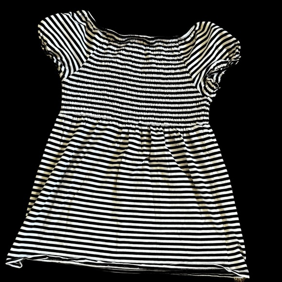 Black-White Stripe Babydoll Blouse Sz M - Picture 11 of 12